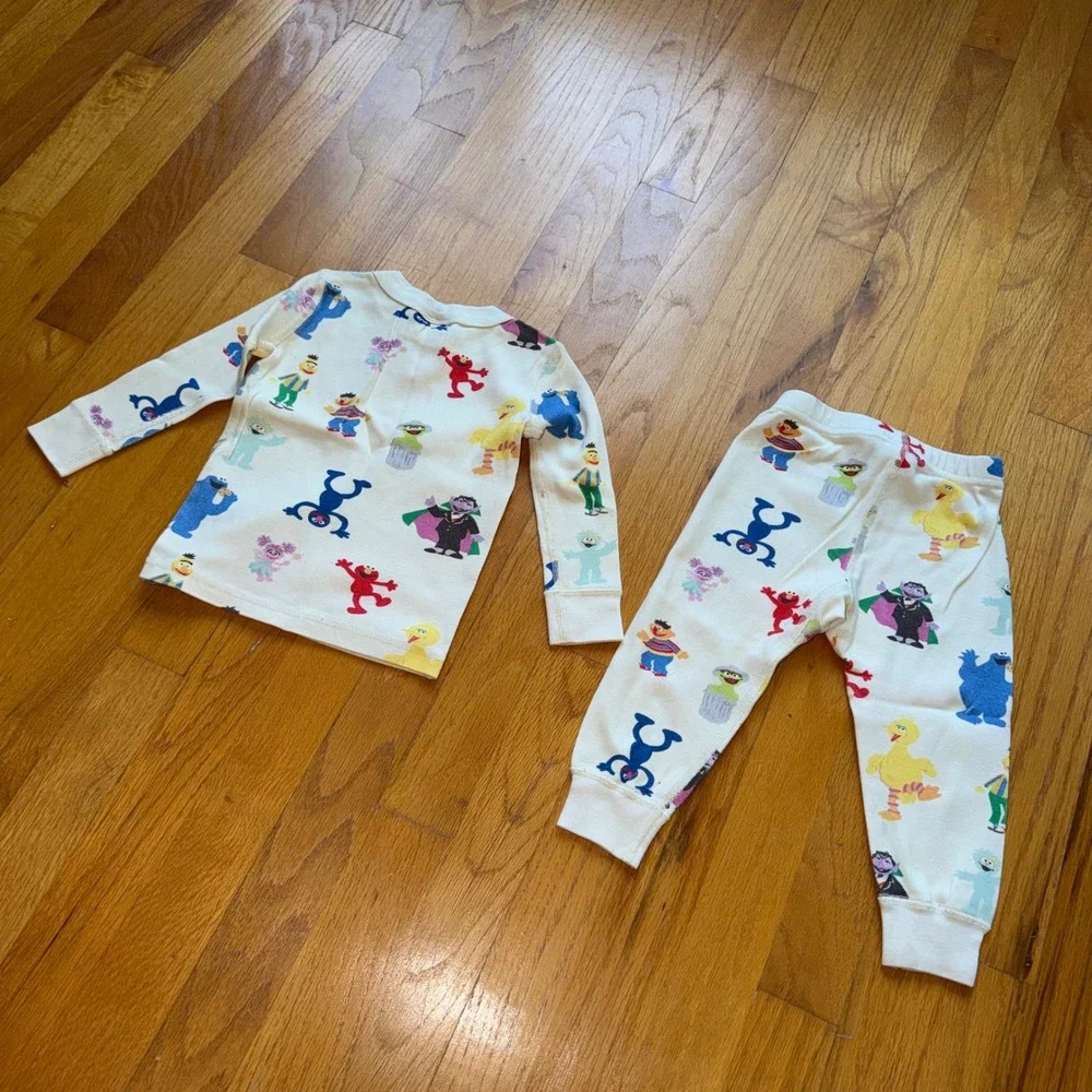Hanna Andersson Sesame Street Organic Cotton Pajama Set Kids 2T Elmo Big Bird